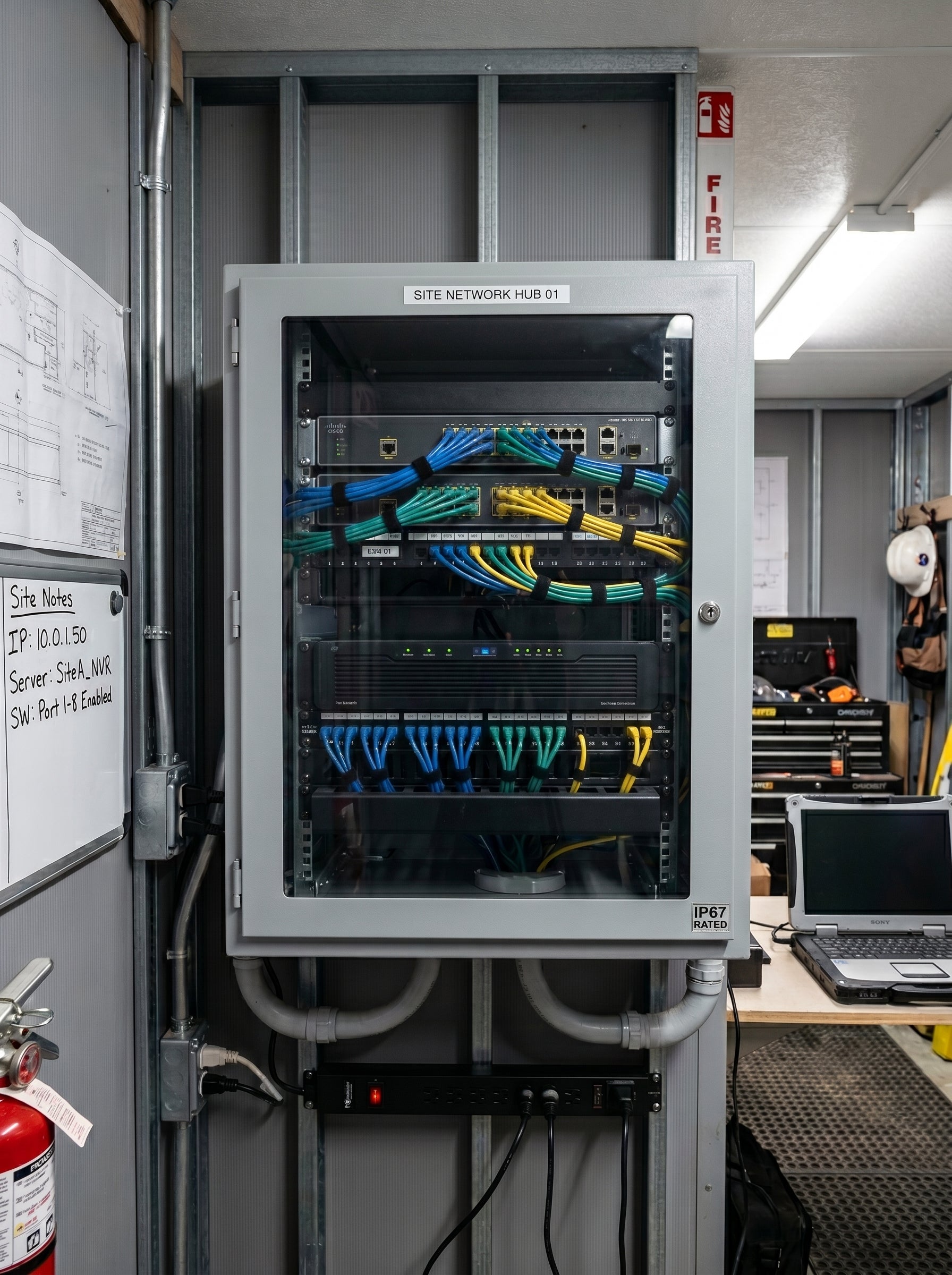Alpha Vision - Network hub with cables in a server room setting